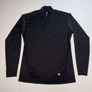Mountain Hardwear 1/4 Zip Men's XL Black Base Layer Made in USA Hiking Outdoor
